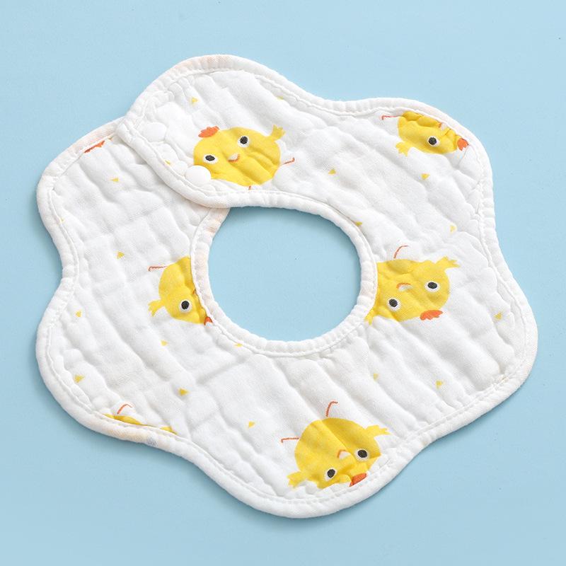 Pure Cotton 360° Baby Saliva Bib - Six-Layer Petal Design