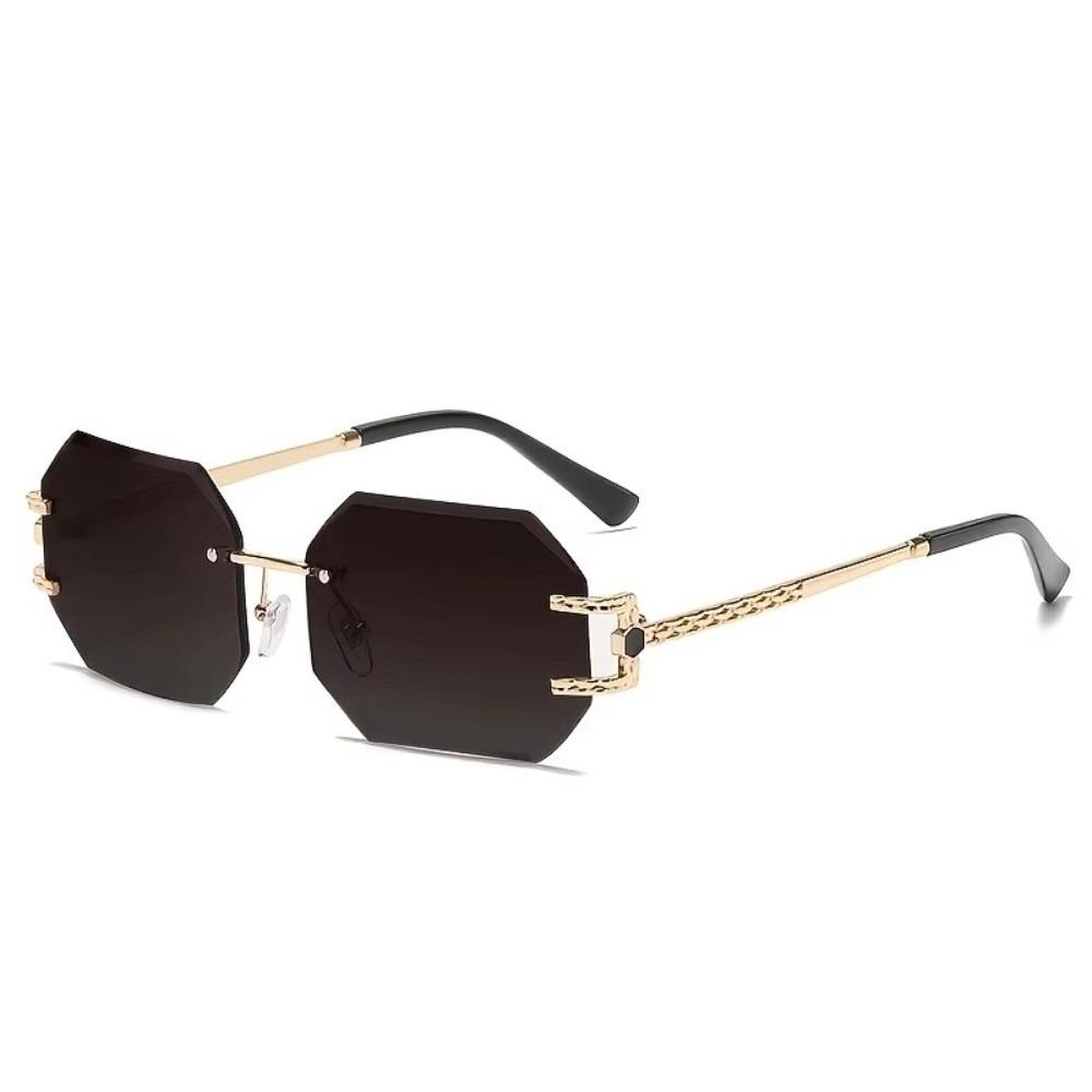 Vintage Rimless Sunglasses Hip Hop Style Polygon Design Unisex Sunglasses UV400 Protection PC Frame Trendy Sunglasses Unisex