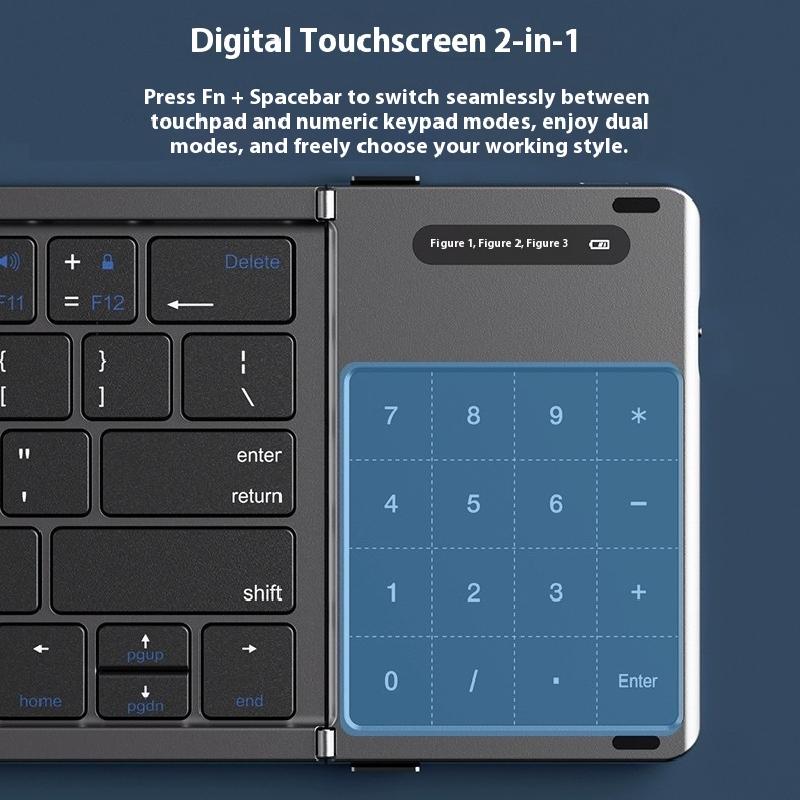 Tri-fold Keyboard Wireless Bluetooth Foldable Small Keyboard Suitable for Desktop Computers and Notebooks
