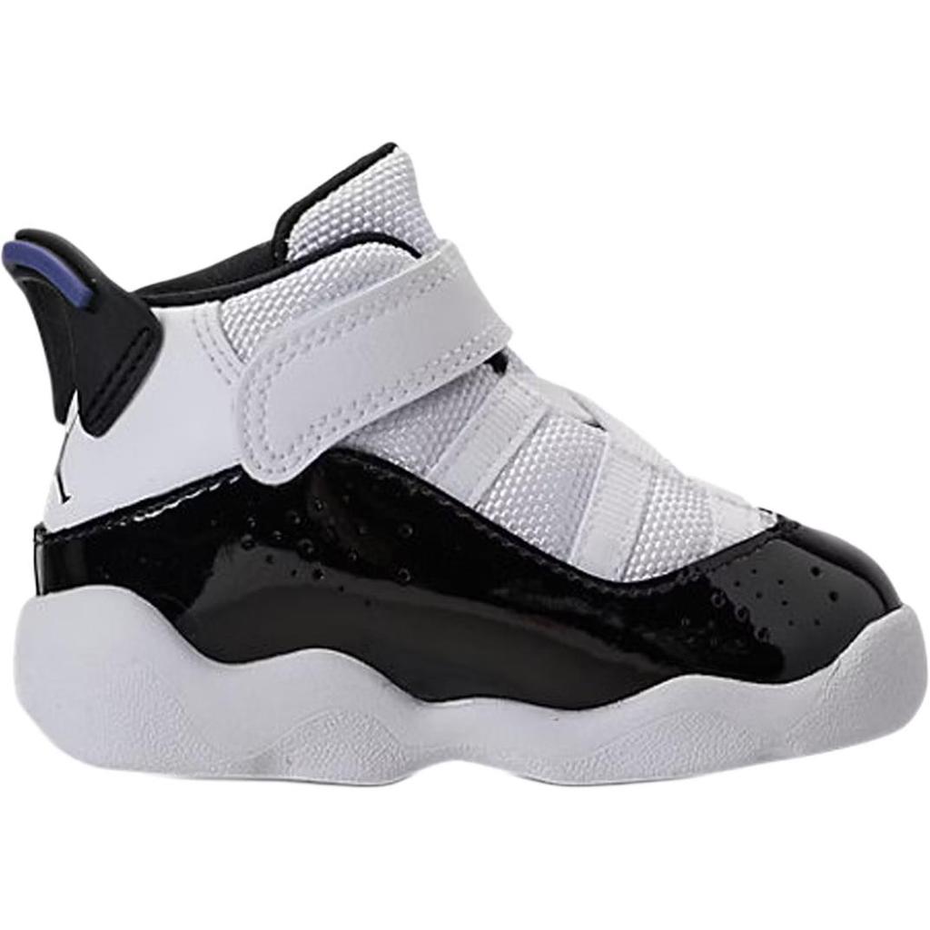 Jordan Air Jordan 6 Rings Soft And Comfortable Slip Resistant Abrasion Resistant High top Toddler Shoes Black White 323420-104