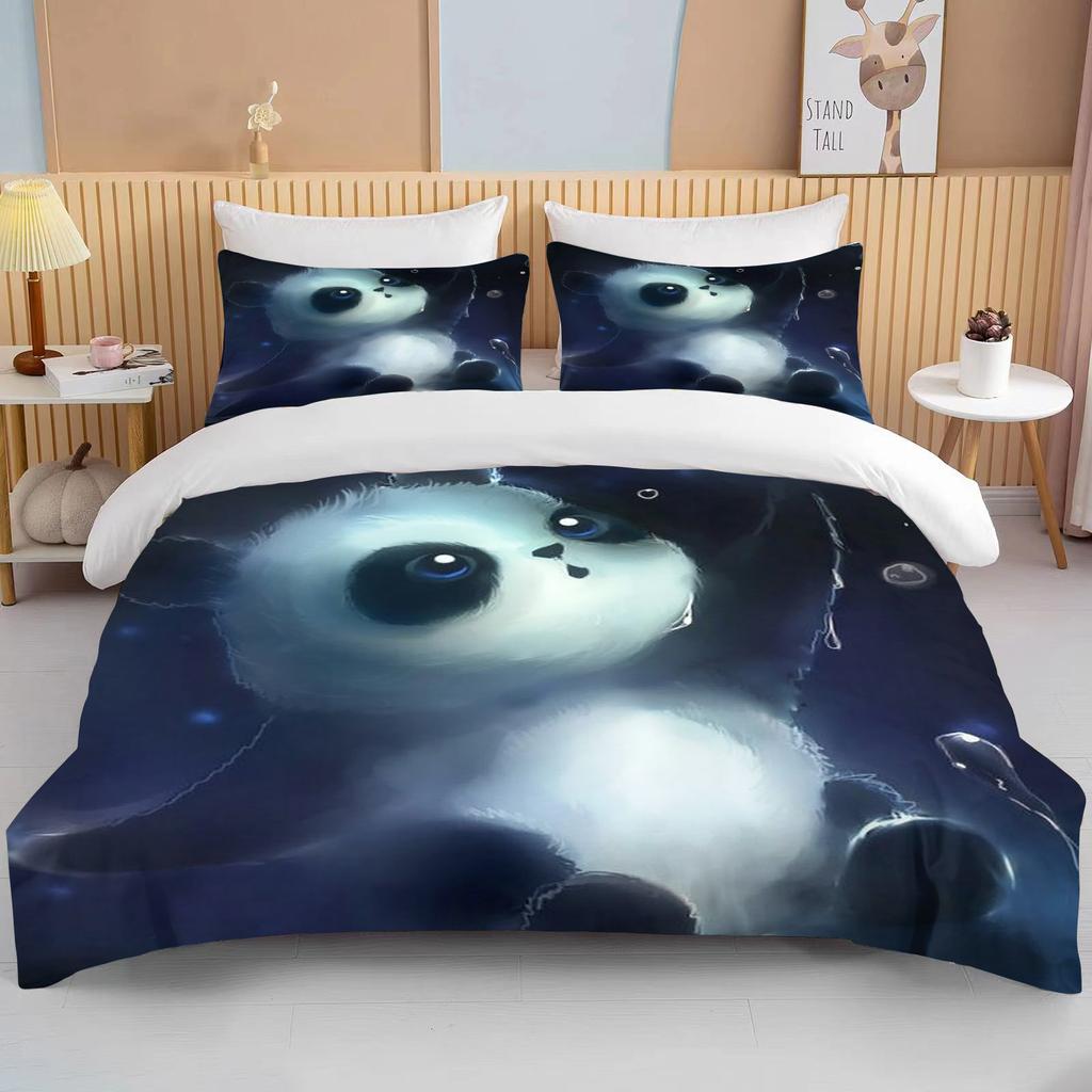 10 sizes CutePanda Bedding 3 Piece Set king size double bed bedding set microfiber or polyester duvet cover set  bedroom bed set