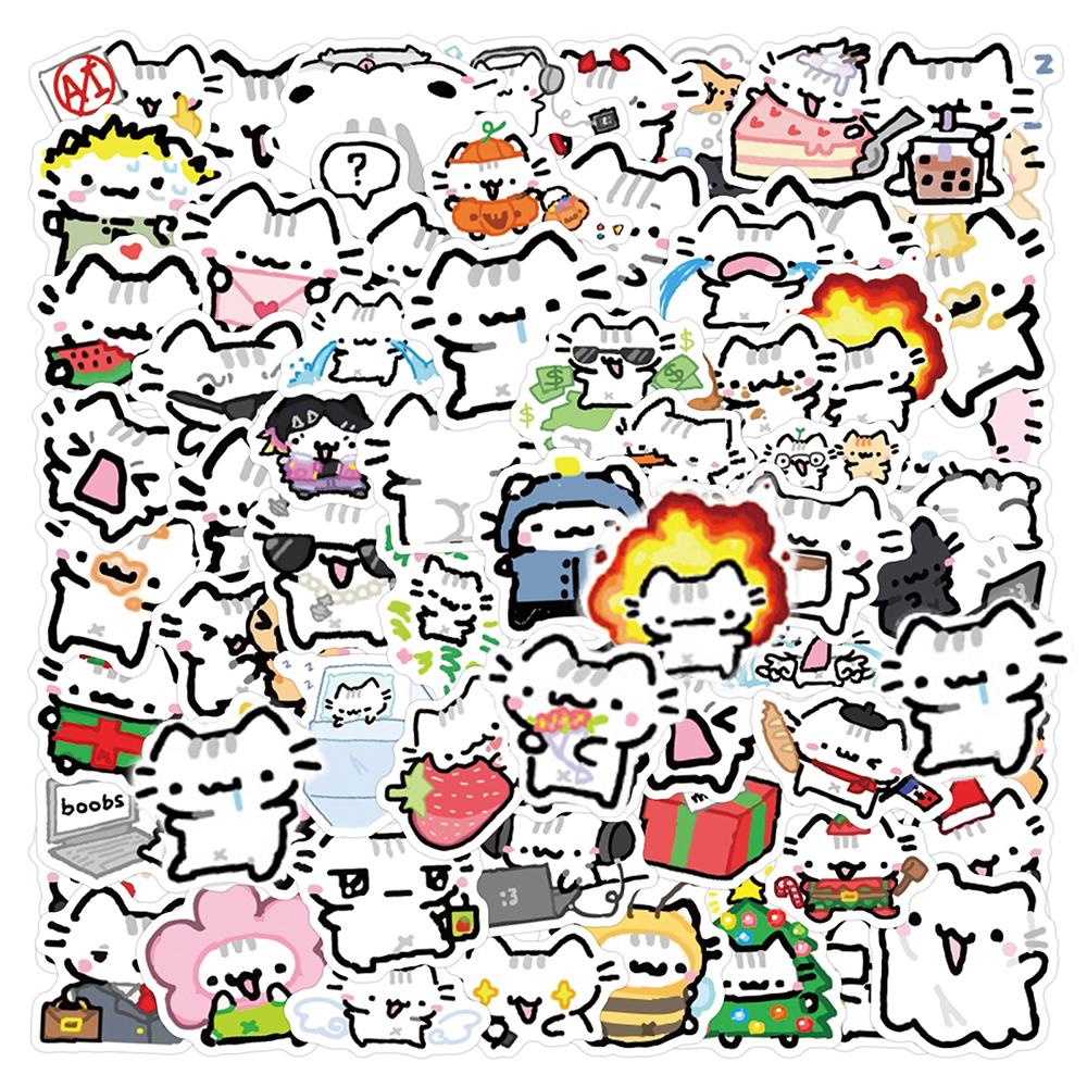 10/30/90pcs Kawaii Basil Cat Cartoon Stickers Cute Anime Kitten Graffiti Decals Laptop Suitcase Guitar Phone Sticker