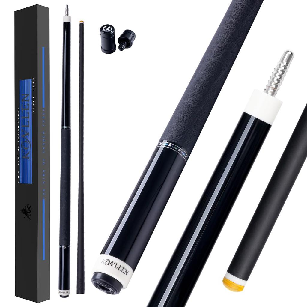 KONLLEN Carbon Fiber Pool Hand Low Cue, 147cm, Inlay, Deflection, 11.8/12.6mm