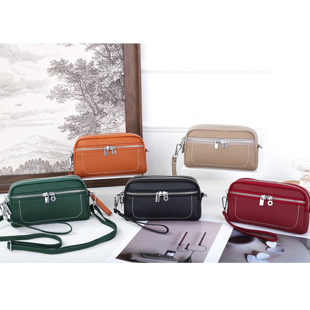Leather casual women's clutch bag new fashion versatile multi-compartment shoulder messenger bag large capacity mobile phone bag women