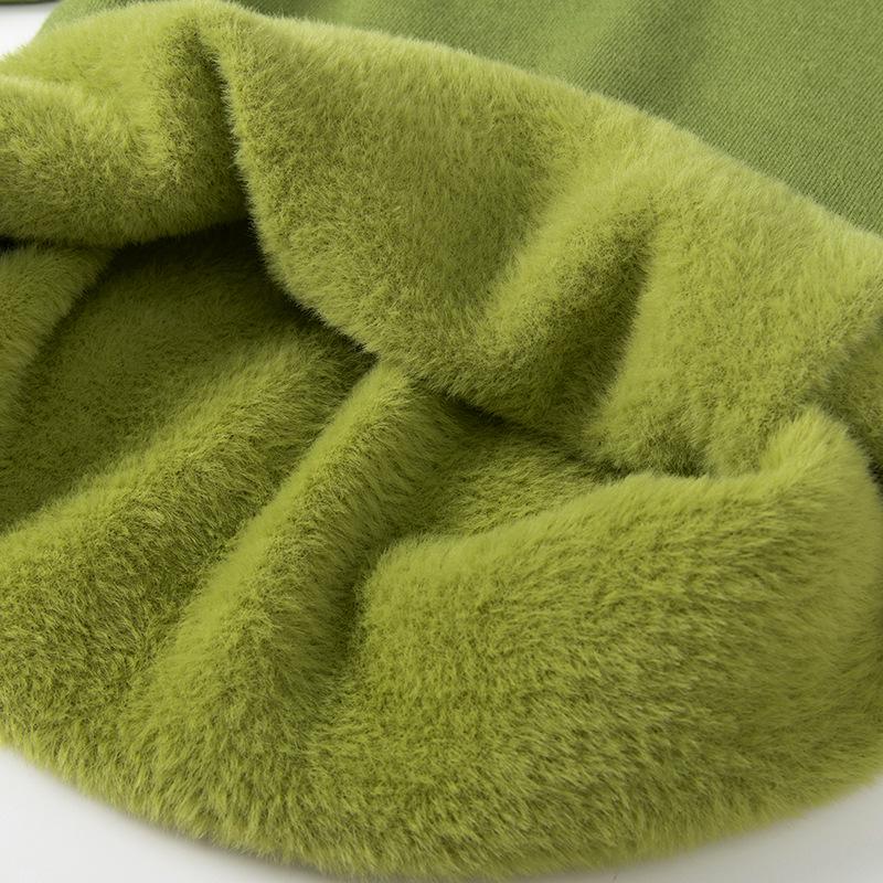 Women's Winter Korean Style Fleece Knit Pullover, Solid Color, Half-High Collar, Slim-Fit Base Layer Top.