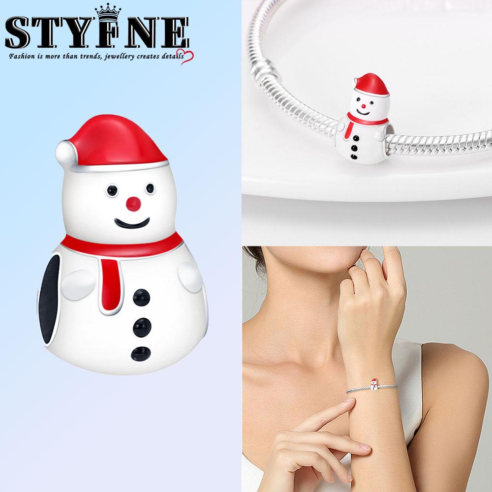 Copper Blue Snowflake Snowman Cat Charm Pendant Beads Fit Original Bracelet For Women Valentine Day Jewelry Gifts