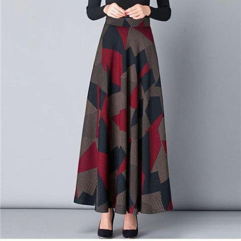 Retro High Waist Umbrella Skirt - Women's Autumn/Winter 2026 Collection, Loose Fit with Printed Big Hem