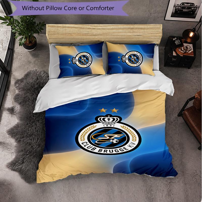 Biancheria da letto a tema Club Brugge FC Set 3 Pezzi Copripiumino Biancheria da letto Decorativa Per Camera Adolescenti Decorazione Casa
