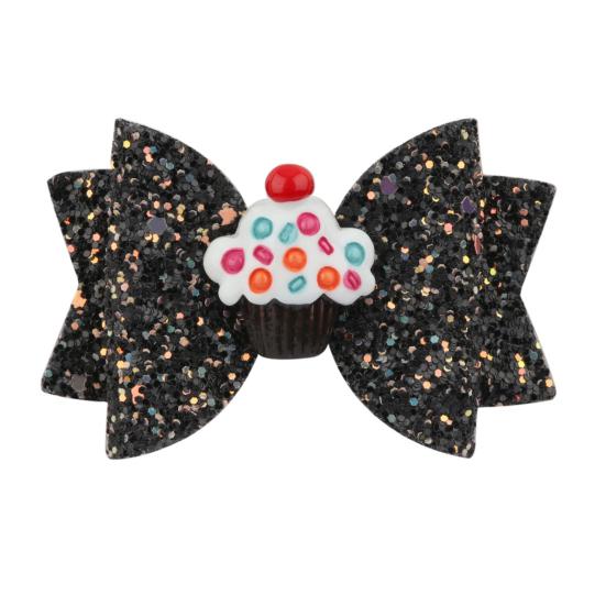 Girl Hairpin Three-Dimensional Bow Shape Rainbow Gradient Color Glitter Hair Clip Side Bangs Party Hair Accessory