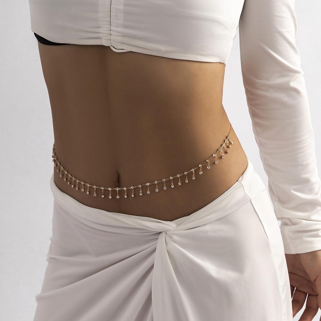 Sexy Tassel Waist Chain Belt Zircon Rhinestone Belly Body Chain Fashion Trend Zircon For Women Festival Rave Party Accessories