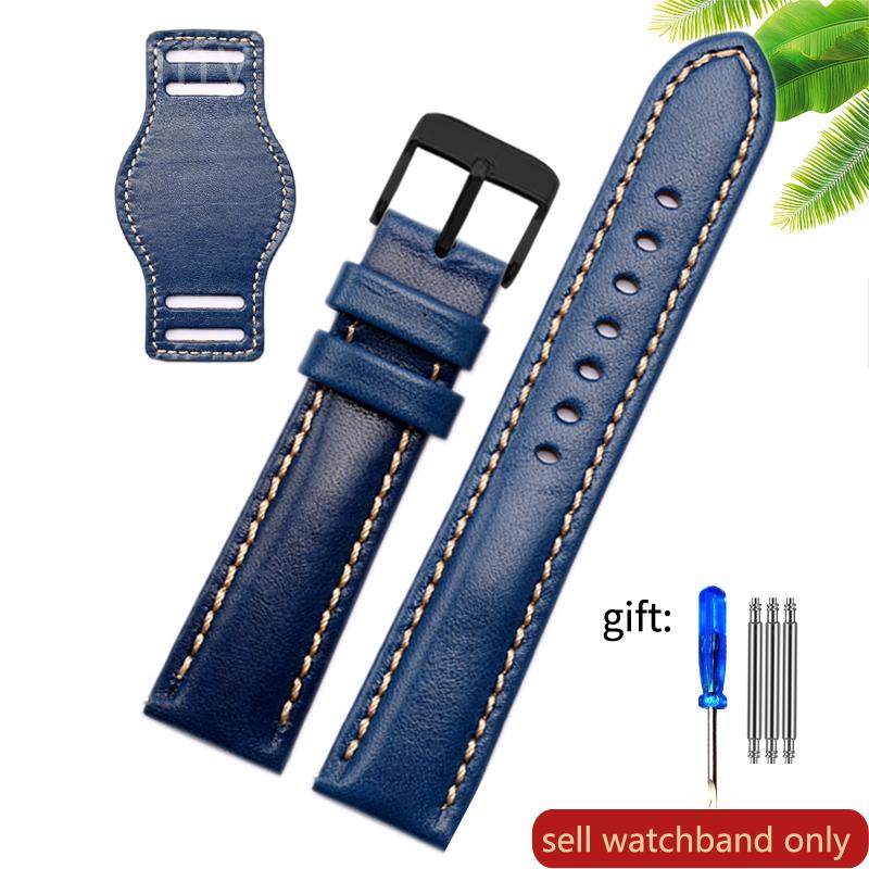 Genuine Leather watch strap for Rolex Green Submariner Omega  timex Vintage plus Tray Men Watch Band 20 22mm