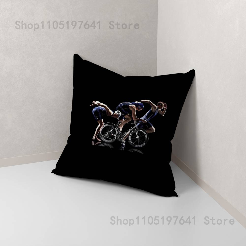 Triathlon Swim Bike Run Tri Life Pillow Case For Sofa Decor Car Office Room Printing Cushion Cover Decorations and Protector
