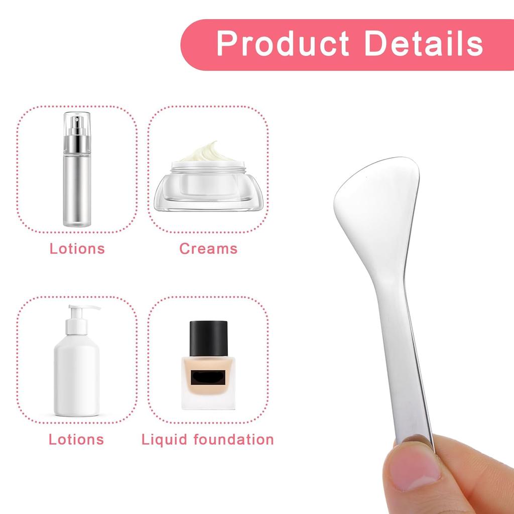 2Pcs Cosmetic Spatula, Mini Metal Makeup Spatula Reusable Cosmetic Cream Spatulas Spoon Skincare Scoop Applicator Multi-functional Facial Applicator