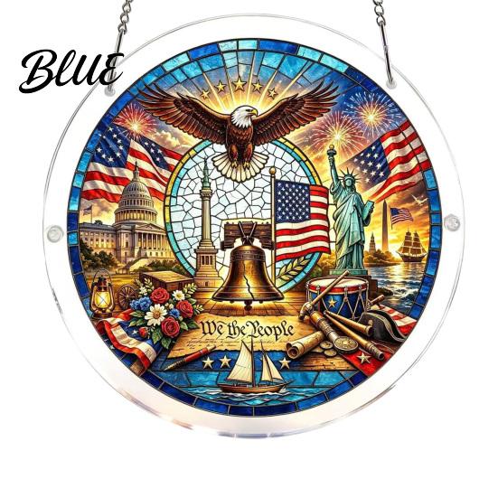 Decorative Sun Catcher For Home 4th of July Acrylic Puzzle Suncatcher Patriotic Window Hanging Ornament 250th Anniversary Decoration America Jigsaw