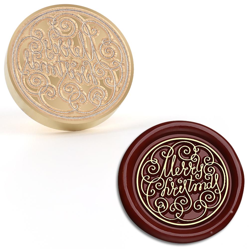 Christmas Collection Wax Seal Stamp, Brass Sealing Wax Stamp for Wedding Invitations, Christmas Cards, Envelopes & Party Decora
