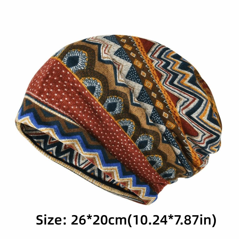 Plaid Print Pullover Hat Multifunctional Casual Hedging Cap fashion Turban Hats  Autumn and Winter