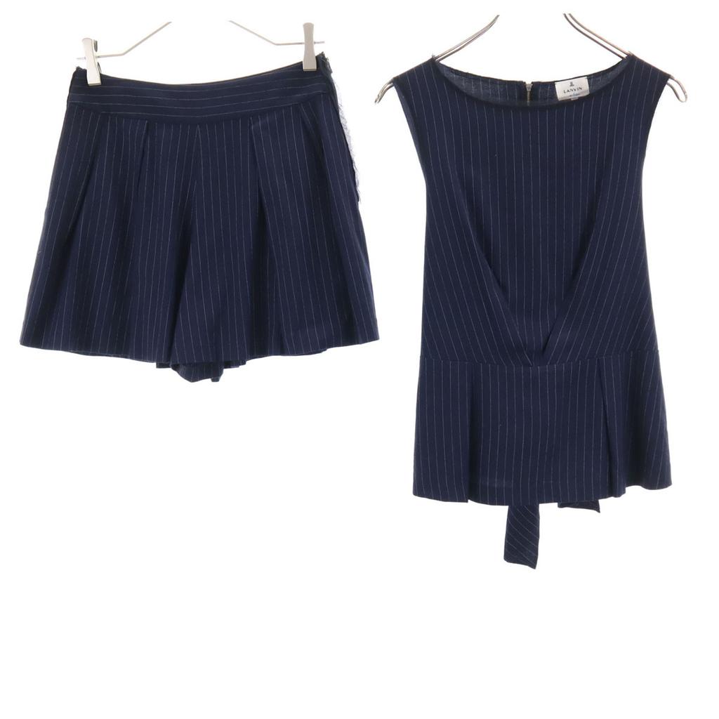 LANVIN en Bleu made in Japan Striped Pattern No sleeve Cut Setup 38/36 Women Used