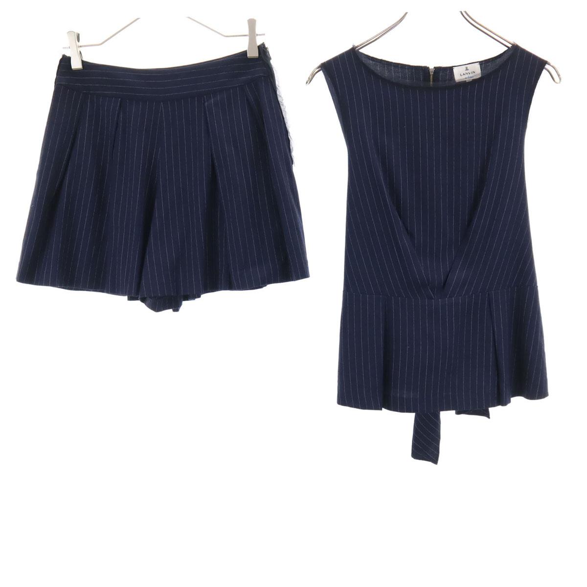 

LANVIN en Bleu made in Japan Striped Pattern No sleeve Cut Setup 38/36 Women Used