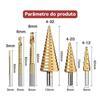 6-Piece Titanium Coated Serrated Step Drill Bit Set - Rustproof, Durable, High-Efficiency Twist Hole Opener.