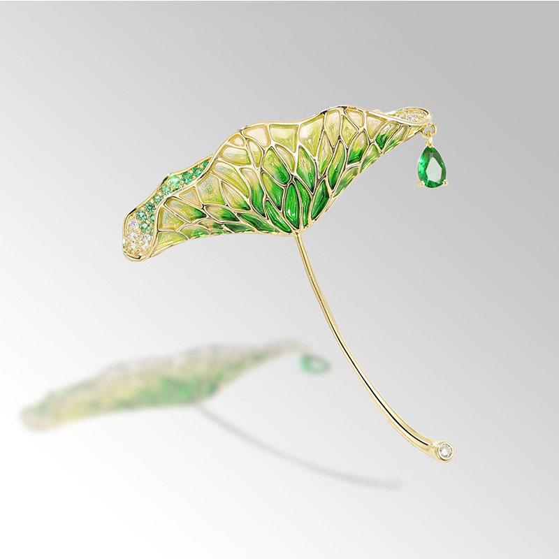 

Преміальна Брошка-Лотос з Краплею Води та Цирконами, Атмосферна 4*6CM