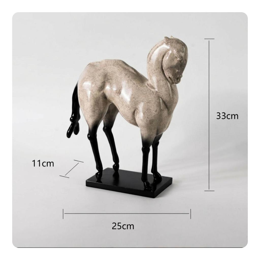 Standing Horse Resin Statue Sculpture with Base Glossy Decor for Interior Decorators, Living