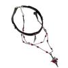 Two Tiers Gothic Crosses Pendant Necklace and Matching Leather Chokers for Unique Styles