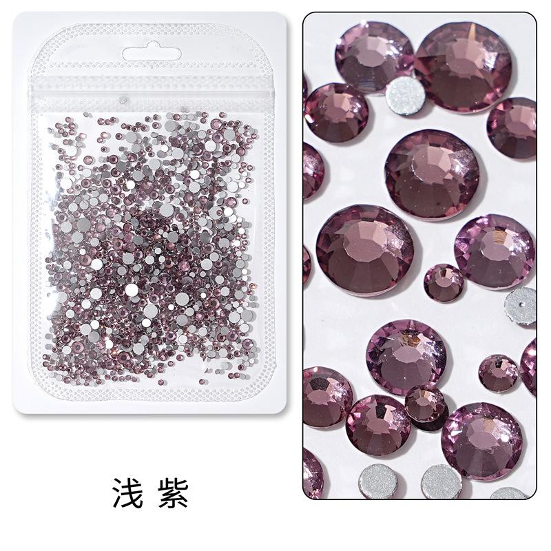 1440 buc, Un pachet întreg de manichiuri colorate, Diamante cu fund plat, Burghie din sticlă de cristal nu pot cădea de pe fund, Bijuterii cu diamante rotunde cu dimensiuni mixte.