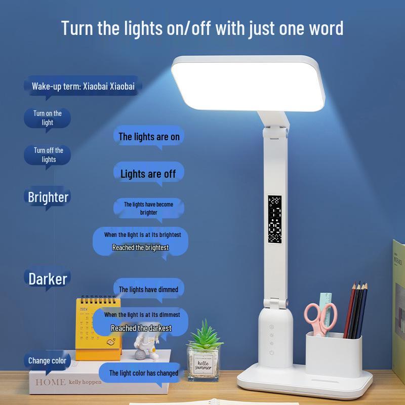 Rechargeable & Plug-in Desk Lamp for Students with Voice Control & Digital Display, Eye Protection, AA Certified, Special Gift Edition.