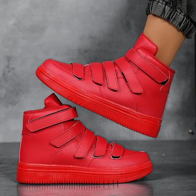 Sapatos Masculinos Cano Alto Sapato de Lona Vermelho Novos Tênis Masculinos Moda Tênis de Lona Respirável Antiderrapante Sapatos Casuais Planos