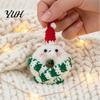 Christmas Tree Pendant Crochet Doughnut Keychain, Handmade Santa Claus/Reindeer/Penguin/Bear/Flower Wreath for Hand Knitted Keychain Bag Keys,