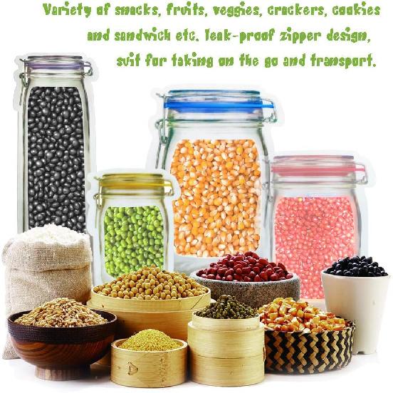 laffeya 20Pack 1000ml (9.6x6.6inch) Reble Mason Jar Bags for Candy & Snacks - Leakproof Storage & Display