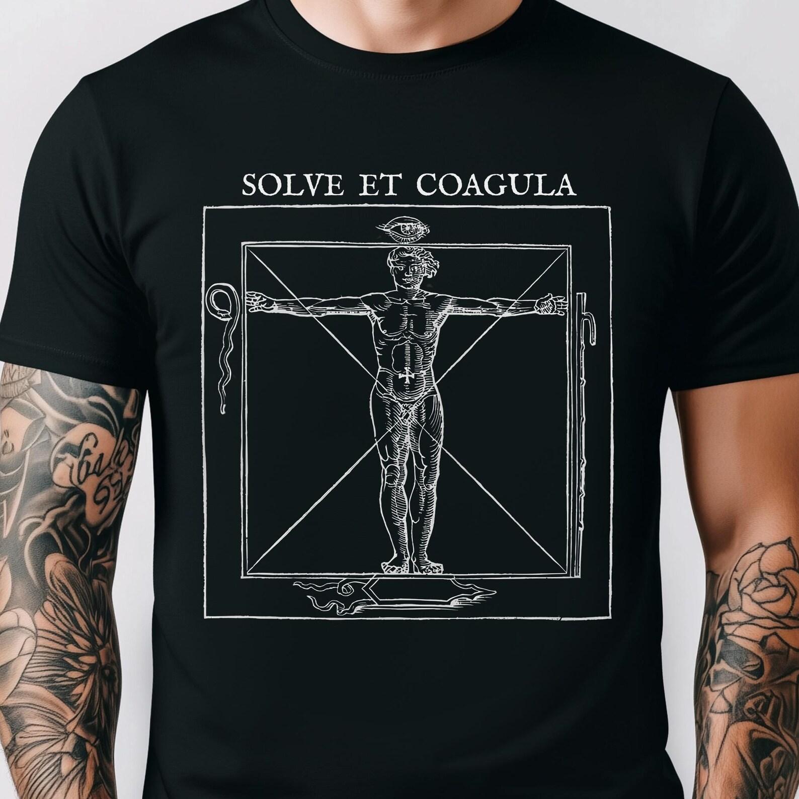 Solve et Coagula Shirt | Occult Alchemical Human Figure Tee | Hermetic Symbolism T Shirt Unisex Goth Top | Light Design Text Above S