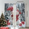 2pcs 2D Flat Printing Christmas Party Curtain Cute Snowman Christmas Scene Gifts Polyester Without Electricity Party Decorations