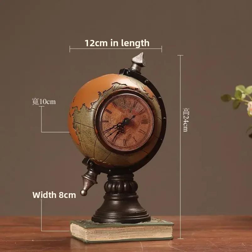 1pcs Creative Retro Home Decoration Accessories Mini Globes Clock Miniature Figurines Home Decor Crafts