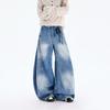 Amerikanische Retro-Deconstruction-Krummsäbel-Jeans Herren und Damen lockere Silhouette Wide-Leg Bodenlange Hose Hose für Birnenform