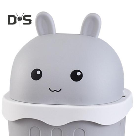Desktop Trash Can with Lid Large Capacity Cartoon Shape Rectangle Creative Mini Garbage Can Waste Basket