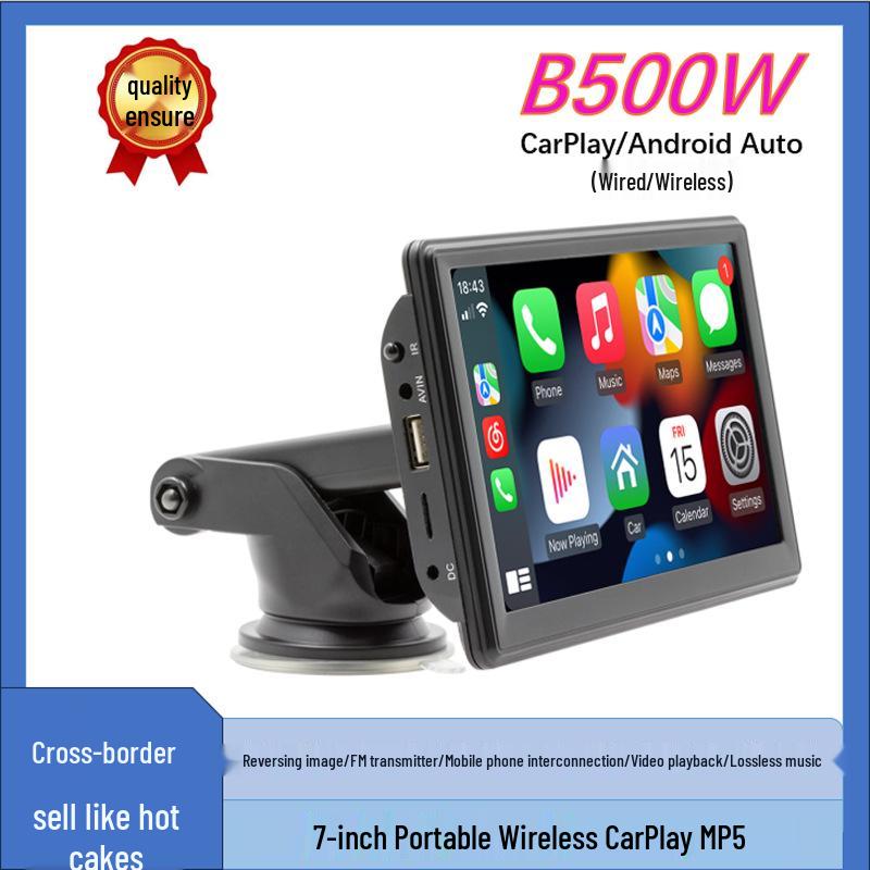 7" Portable Car Bluetooth MP5 Player with Android Auto, Rear View, Apple CarPlay, and Reversing Screen