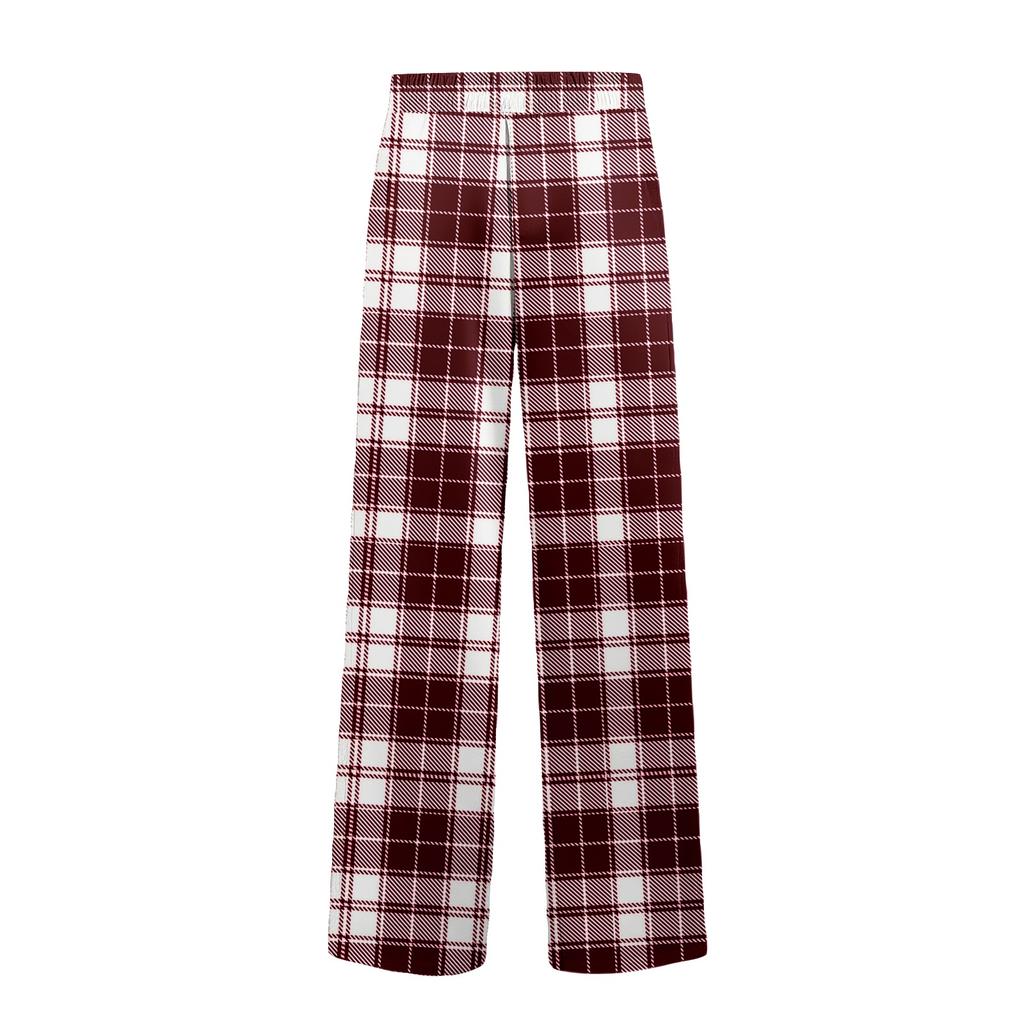 Men's Drawstring Pocket Casual Pants Plaid Stripe Print Pocket Casual Pants Home Pajama Pants