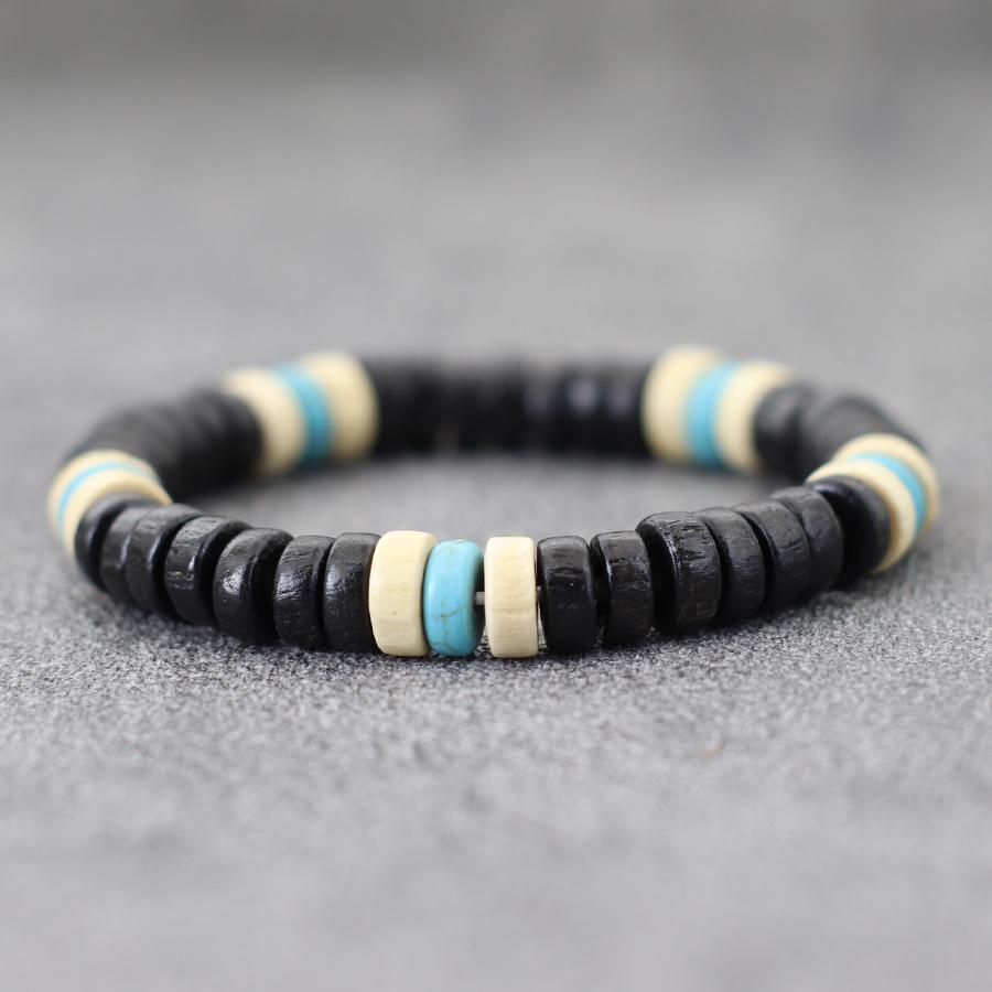Handmade Men Wooden Bracelet Blue Howlite Beaded Braslet Meditation Yoga Healing Braclet Leisure Accessories Pulseria Hombre