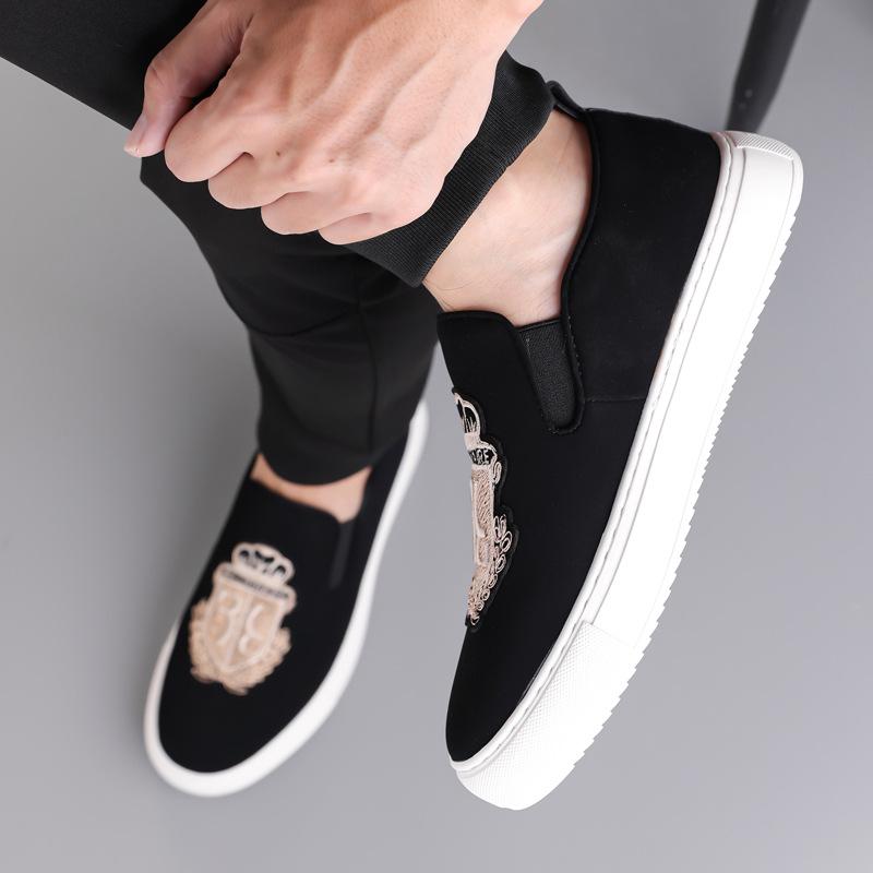 Herren Herbst Casual Slipper Loafer mit britischer Stickerei – Bequem und trendig