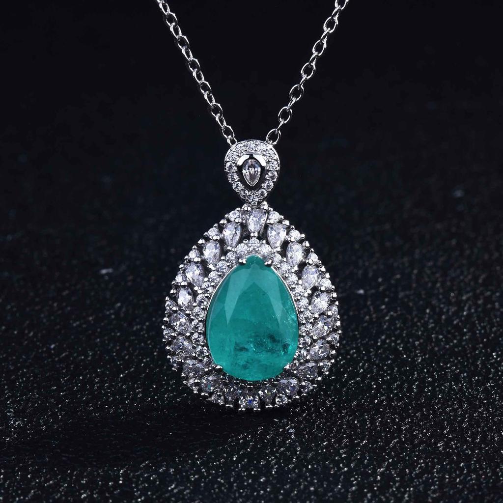 Tourmaline pierre collier ras du cou pendentif dames collier couleur argent chaîne collier bijoux de mariage cadeau