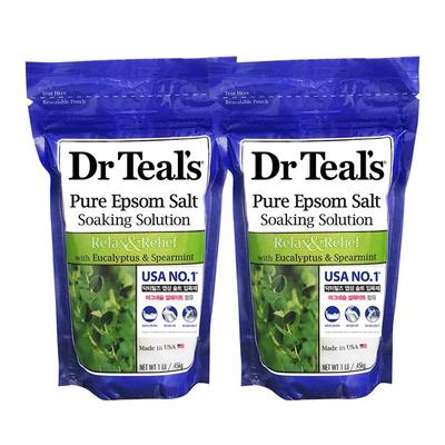 Dr. Teal's Salt Eucalyptus and Spearmint Bath Salt, 450g, 2 Pieces