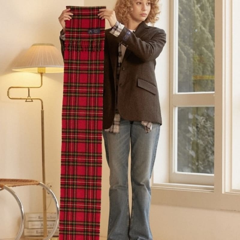 ABRAHAM MOON Merino Wool Muffler 25cm - Royal Stewart