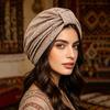 Turban Hat for Women, Sequined Crepe Fabric Headwrap, Ethnic Style Knotted Front Headwrap for All Face Shapes