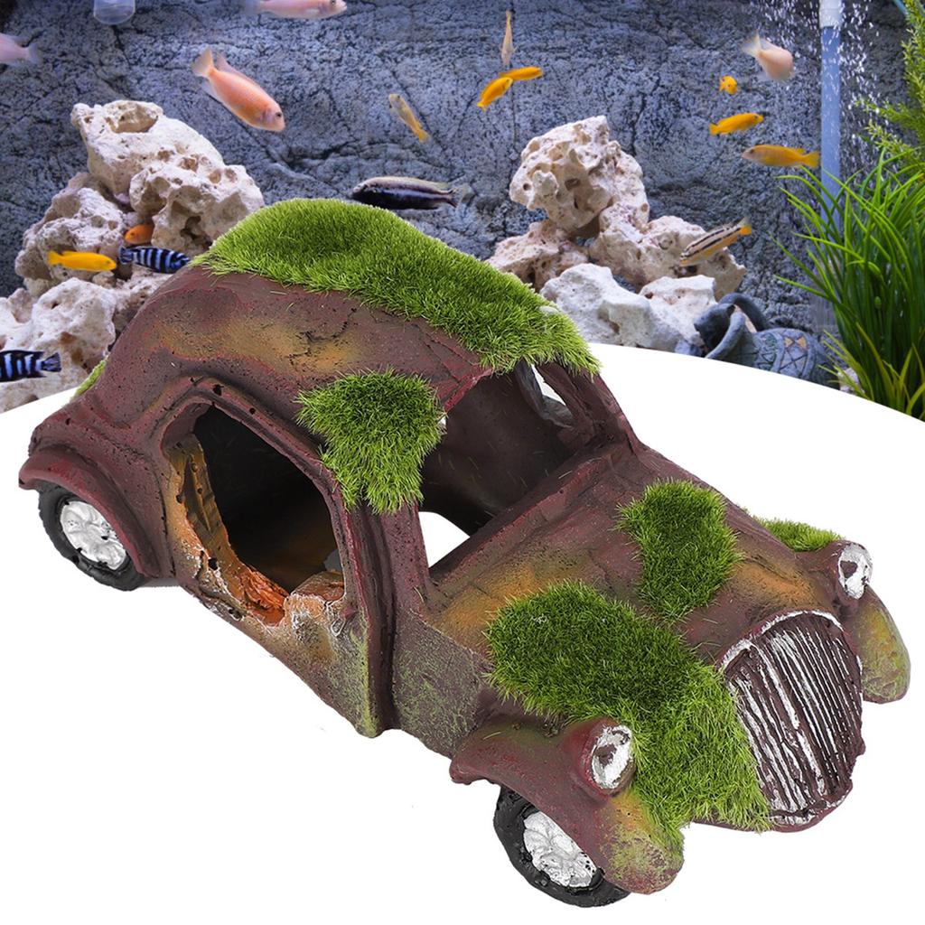 Resina Vintage Flocado Coche Acuario Pecera Adorno Decoración de Paisaje DecoraciónFlocado Vintage