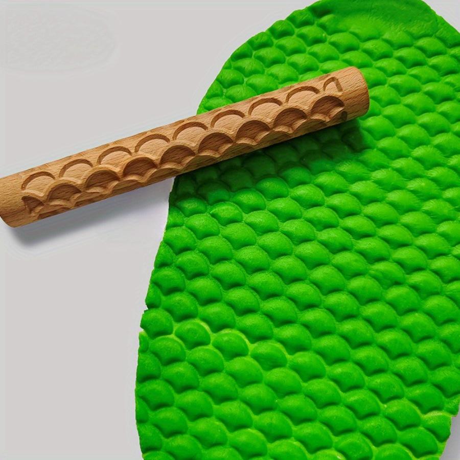 1PC Solid Wood Clay Clay Tools - Wooden Rolling Pin, Clay Press Stick, Printing Stick, Large Area Embossing Mold