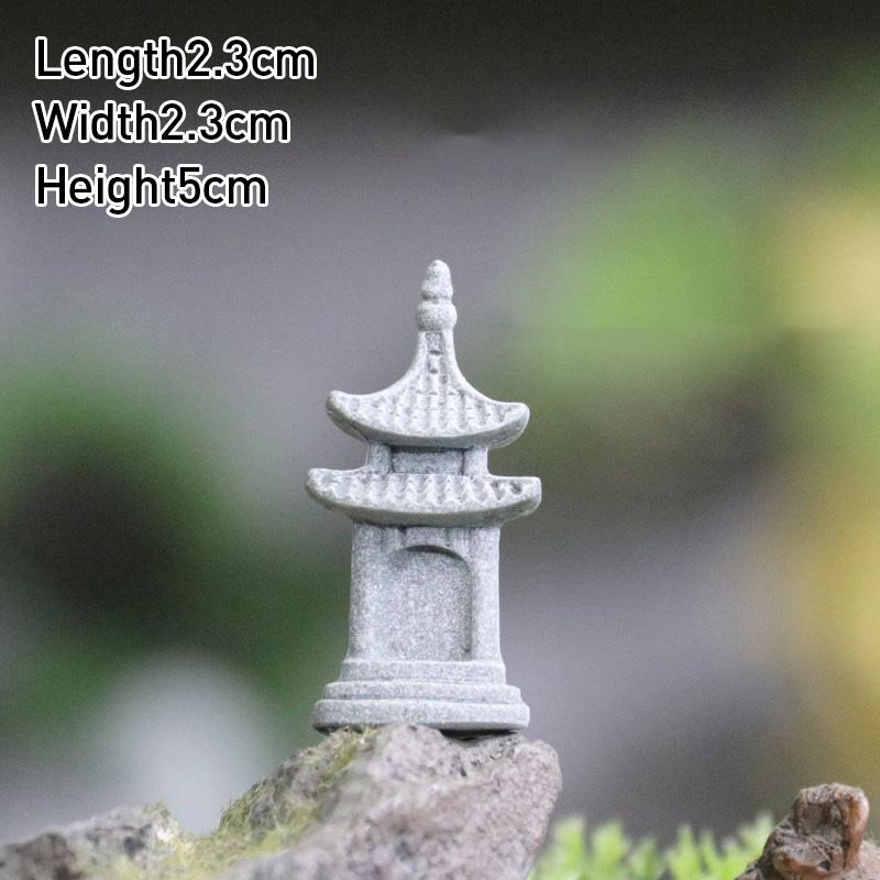 Vintage Zen Miniature Sand Stone Tower Pavilion Ornaments Lantern Figurines Japanese Garden Bonsai Rockery Lanscaping Home Decor