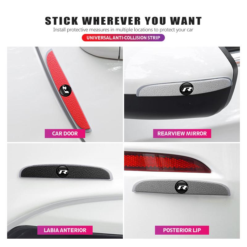 DIG1 4 Pieces Anti-collision Strip Protective Stickers With Car Logo For Volkswagen VW Tiguan CC Jetta Polo Golf 4 5 6 Passat B5 B6