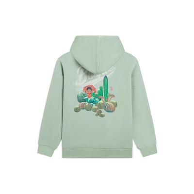 Li-Ning Badfive Gras- und Holzserie Pflanzenprint Kapuzenpullover Langarm-Sweatshirt Unisex Oberteile Grün AWDS657-2
