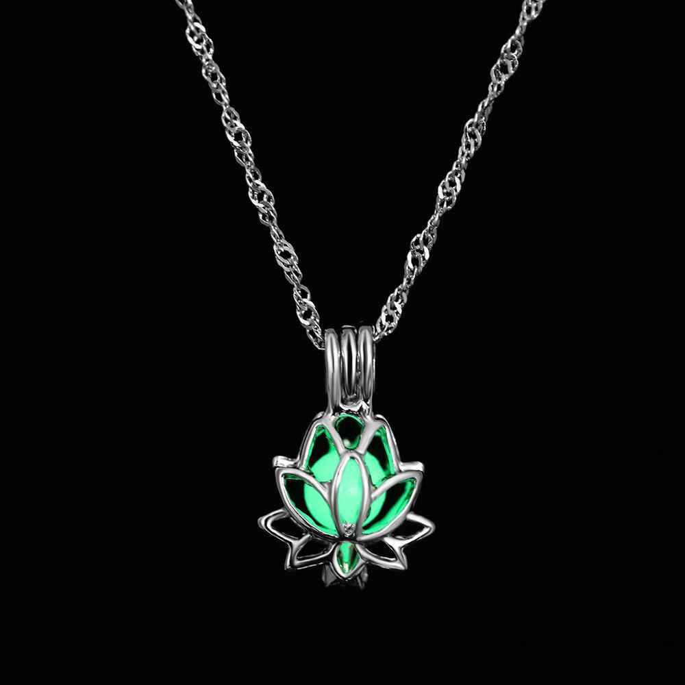 

3 Colors Fashion Buddhist Lotus Luminous Pendant Necklace Chain Charm Party Jewelry 1
